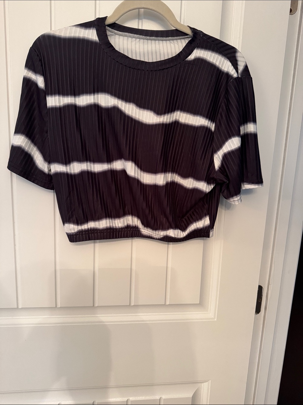 Black & White Tie-Dye Set - Short Sleeve Top & Pants - Picture 3 of 7